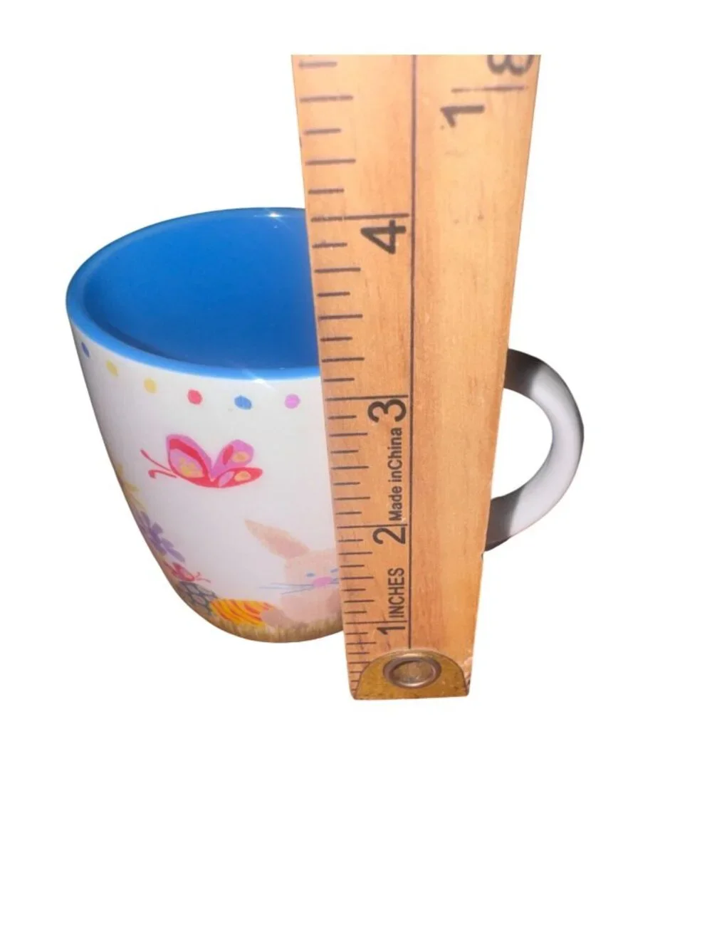 Starbucks Easter Mug 2007 6oz Bunny Butterfly Spring Blue Interior Ceramic Cup